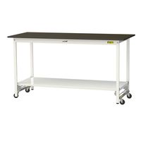 実験用作業台/耐荷重150kg ワンタッチキャスター付きH950mm 全面棚付き 指紋レスメラミン天板 ワークテーブルLABシリーズ SLM（直送品）