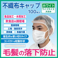 エスパック 不織布キャップ ワイドサイズ ホワイト 100枚入 FCW-W-100-AS 1袋(100枚入)（直送品）