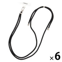 シンプルマルチスマホストラップ ブラック 1セット（1個×6） LAKOLE/ラコレ