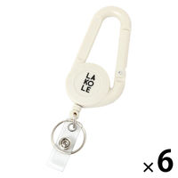 リール付きカラビナキーホルダー アイボリー 1セット（1個×6） LAKOLE/ラコレ