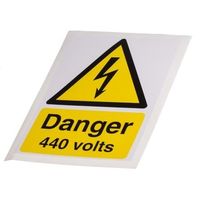 RS PRO 危険警告ラベル Danger 440 Volts 英語、フランス語語 ビニール 黄/黒 ラベル 917-5415 1個（直送品）