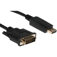 RS PRO DVケーブル / モニターケーブル 1m コネクタA:DisplayPort コネクタB:DVI-D （オス） 黒（直送品）