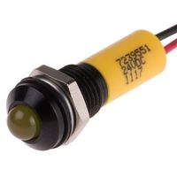 アールエスコンポーネンツ RS PRO 表示灯， 24V dc， 黄， 実装ホールサイズ:8mm 723-9551 1個（直送品）