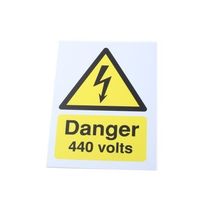 RS PRO 危険警告ラベル Danger 440 Volts 英語、フランス語語 PP硬質プラスチック 黒/黄 サイン 763-1557（直送品）