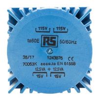 アールエスコンポーネンツ RS PRO トロイダルトランス，1次:2 x 115V，2次:2 15V，電力:25VA 124-3876 1個（直送品）