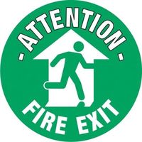 RS PRO 危険警告ラベル Attention ー Fire Exit 英語語 PVC 緑 フロアサイン 873-5937 1個（直送品）