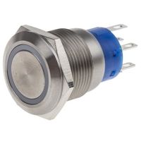 アールエスコンポーネンツ RS PRO 押しボタンスイッチ， モーメンタリ， パネルマウント， 双極双投(DPDT) 111-5779 1個（直送品）