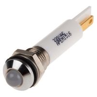 アールエスコンポーネンツ RS PRO 表示灯， 220V ac， 白， 実装ホールサイズ:8mm 846-2835 1個（直送品）