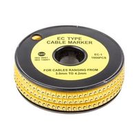 アールエスコンポーネンツ RS PRO， ケーブルマーカアクセサリー 黄色地に黒 812-0843 1リール(1000個)（直送品）