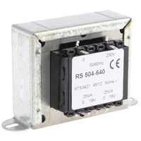 RS PRO シャーシ取り付け電源トランス，1次:230V ac，2次:18V ac，電力:50VA 504-640 1個（直送品）