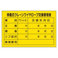 ユニット 移動式クレーンワイヤロープ交換管理表 327-40A 1枚（直送品）