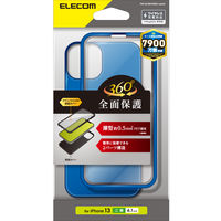 iPhone13 ケース カバー 360度保護 スリム 軽量 ガラスフィルム付 ブルー PM-A21BHV360UBU エレコム 1個（直送品）