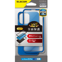 iPhone13 Pro ケース カバー 360度保護 ガラスフィルム付 ブルー PM-A21CHV360UBU エレコム 1個（直送品）