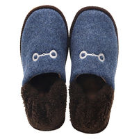 【スリッパ】オクムラ ビット刺繍バブーシュ L ネイビー（直送品）