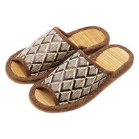 【スリッパ】オクムラ 幾何学柄竹スリッパ M ブラウン（直送品）