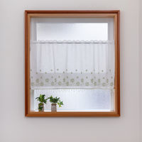 ユニベール リズ2 カフェカーテン 1050×650mm  グリーン 1枚（直送品）