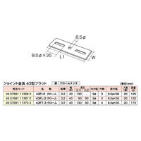 ジョイント金具 43型フラット 43FTー3 クローム 20個入 DIY・棚 1100100016239 1箱(20個入)（直送品）