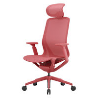 【車上渡し】アール・エフ・ヤマカワ アリア チェア 可動肘付 ヘッドレスト付 コーラルレッド 1脚（直送品）