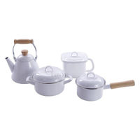 （お得なセット）片手鍋 両手鍋 キューブクック ケトル 4点セット IH・ガス火対応 OT26-100.W 1個 富士ホーロー