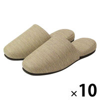 【スリッパ】富士工業 布地風ビニールスリッパ 前閉じ レリゴール ベージュ 23.5～26.5cm 1セット（10足）