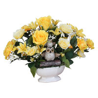 ファミリー・ライフ 幸福のふくろうアレンジメントフラワー 光触媒加工 イエロー a3597310 1個（直送品）