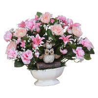 ファミリー・ライフ 幸福のふくろうアレンジメントフラワー 光触媒加工 ピンク a3597320 1個（直送品）