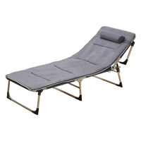 万方商事 4段階リクライニング折りたたみベッド グレー a3598820 1台（直送品）