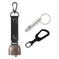 熊よけ鈴 アルミホイッスル カラビナリング付き ブラック 3点セット 熊鈴 消音機能付き マグネット 磁石 カラビナ（直送品）