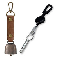 熊よけ鈴 アルミホイッスル カラビナ付きリール大 3点セット ブラウン 熊鈴 熊対策 消音機能付き マグネット ホイッスル 笛（直送品）