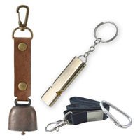 熊よけ鈴 防災士推奨 アルミホイッスル 大音量 120db 2点セット (鈴 ブラウン/笛 ゴールド) 熊鈴 熊対策 消音機能 ホイッスル（直送品）