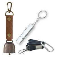 熊よけ鈴 防災士推奨 アルミホイッスル 大音量 120db 2点セット (鈴 ブラウン/笛 シルバー) 熊鈴 熊対策 消音機能 ホイッスル（直送品）