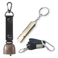 熊よけ鈴 防災士推奨 アルミホイッスル 大音量 120db 2点セット (鈴 ブラック/笛 ゴールド) 熊鈴 熊対策 消音機能 ホイッスル（直送品）