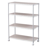 アイリスオーヤマ カラーメタルラック ウッドボード付き 幅750×奥行350×高さ1030mm ホワイト 1台（直送品）