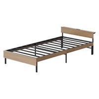 アイリスオーヤマ ウッドスチールベッド 宮付き 幅1002×奥行2051×高さ541ｍｍ ブラック/ナチュラル 1台（直送品）