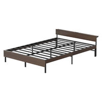 アイリスオーヤマ ウッドスチールベッド 宮付き 幅1400×奥行2047×高さ541ｍｍ ブラック/ウォールナット 1台（直送品）