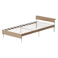 アイリスオーヤマ ウッドスチールベッド 宮付き 幅1002×奥行2051×高さ541ｍｍ ホワイト/ナチュラル 1台（直送品）