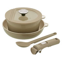 フライパン24cmキッチンツール 5点セット IH・ガス火対応 SONOMA グレージュ LV-0402 1個 LIV PLUS