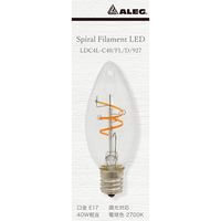 ブライトライト スパイラルフィラメントLEDランプ C形 クリア 電球色 40W形 調光対応 LDC4L-C40/FL/D/927 1本（直送品）