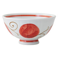 西海陶器 波佐見焼 丸紋唐草 軽面軽量飯碗 中・赤 1箱(5個入) 74233（直送品）