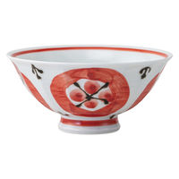 西海陶器 波佐見焼 丸格子 面取軽量飯碗 中・赤 1箱(5個入) 74227（直送品）