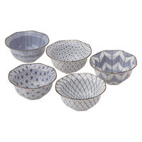 西海陶器 美濃焼 古染絵変り 八角小鉢揃 31207 1セット（直送品）