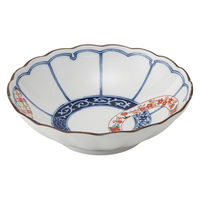 西海陶器 波佐見焼 染錦輪つなぎ 菊型浅鉢 1箱(5個入) 74125（直送品）