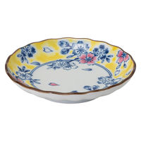 西海陶器 波佐見焼 黄彩錦桜 菊型小皿 1箱(5個入) 74137（直送品）