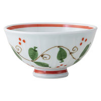 西海陶器 波佐見焼 点唐草 軽面軽量飯碗 中・赤 1箱(5個入) 74229（直送品）