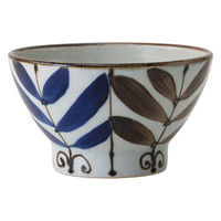 西海陶器 波佐見焼 二色シダ絵 軽量くらわんか碗 中・青 1箱(5個入) 74222（直送品）
