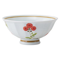 西海陶器 波佐見焼 なずな 面取軽量飯碗 中・赤 1箱(5個入) 74225（直送品）