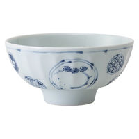 西海陶器 波佐見焼 藍染丸紋 持易飯碗 1箱(5個入) 74203（直送品）
