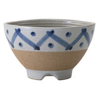 西海陶器 有田焼 幾何紋 水切らくらく碗 青・大 1箱(5個入) 74177（直送品）