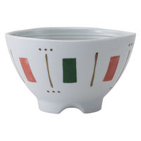 西海陶器 有田焼 二色十草 水切らくらく碗 緑・大 1箱(5個入) 74174（直送品）