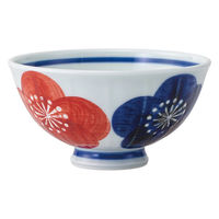 西海陶器 波佐見焼 二色梅 軽面軽量飯碗 中・赤 1箱(5個入) 74235（直送品）